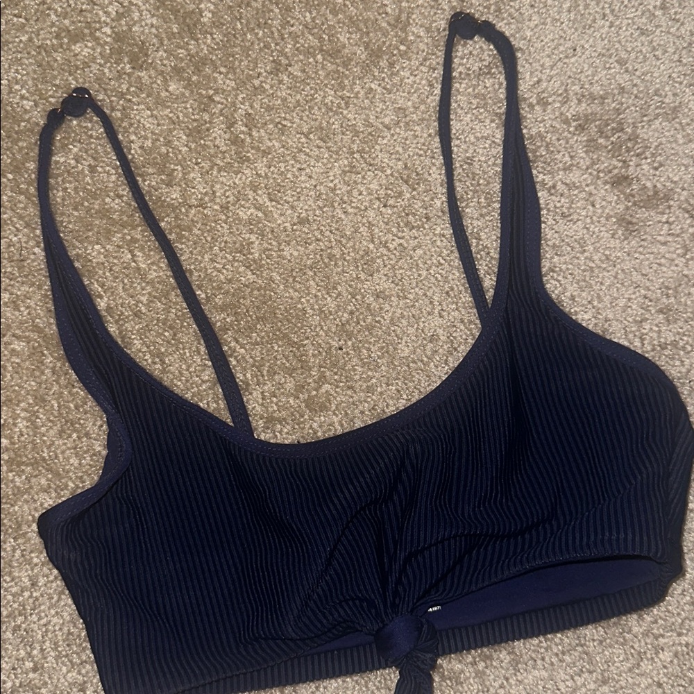 Frankies Bikinis Greer Ribbed Knotted Bralette Top